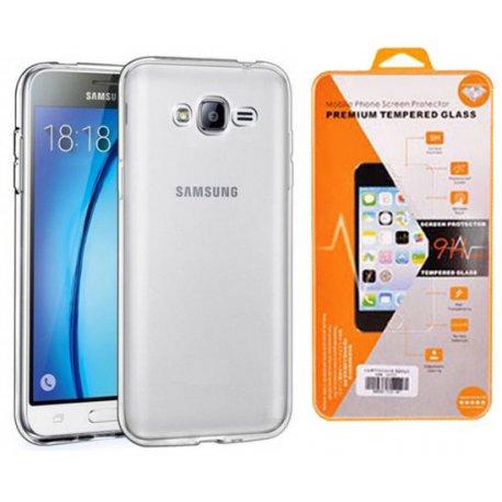 Silikonski etui, prozoren+ zaščitno steklo za Samsung Galaxy J3 2016