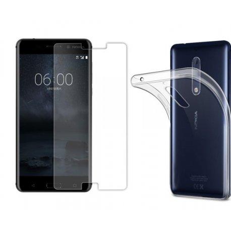 Silikonski etui, prozoren+ zaščitno steklo za Nokia 5