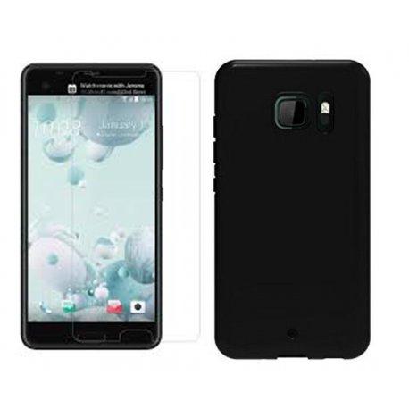 Silikonski etui, črn+ zaščitno steklo za HTC U Ultra