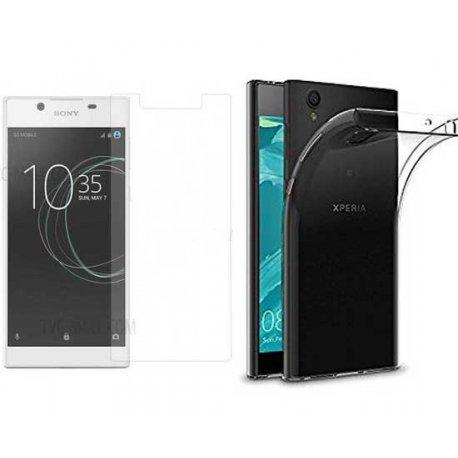 Silikonski etui, prozoren+ zaščitno steklo za Sony Xperia L1
