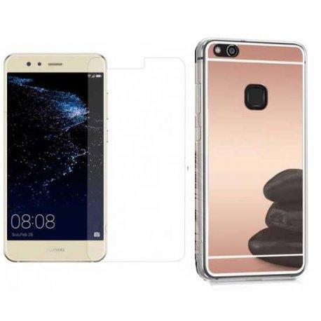 Silikonski etui "Mirror" in zaščitno steklo za Huawei P10 Lite, pink