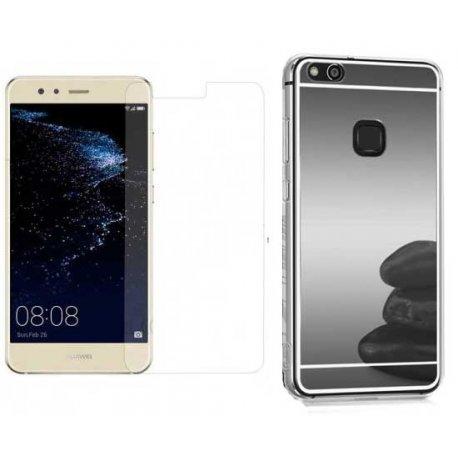 Silikonski etui "Mirror" in zaščitno steklo za Huawei P10 Lite, siva