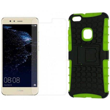 Etui "Dual Armor" in zaščitno steklo za Huawei P10 Lite, zelena barva