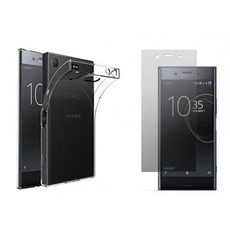 Silikonski etui, prozoren+ zaščitno steklo za Sony Xperia XZ1