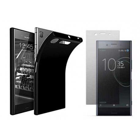 Silikonski etui, črn+ zaščitno steklo za Sony Xperia XZ1