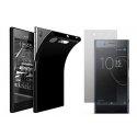Silikonski etui, črn+ zaščitno steklo za Sony Xperia XZ1