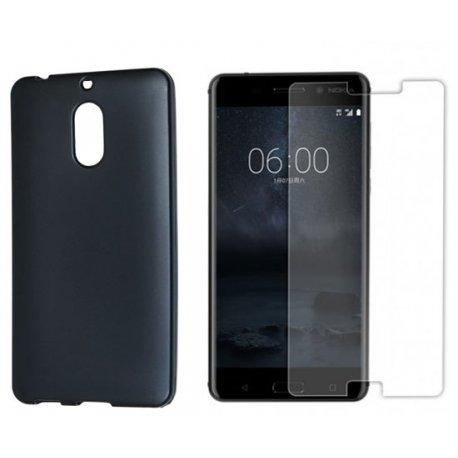 Silikonski etui "Jelly" črn +zaščitno steklo za Nokia 6
