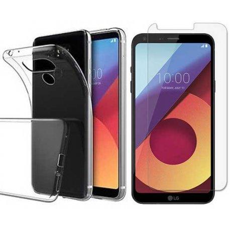 Silikonski etui, prozoren+ zaščitno steklo za LG Q6