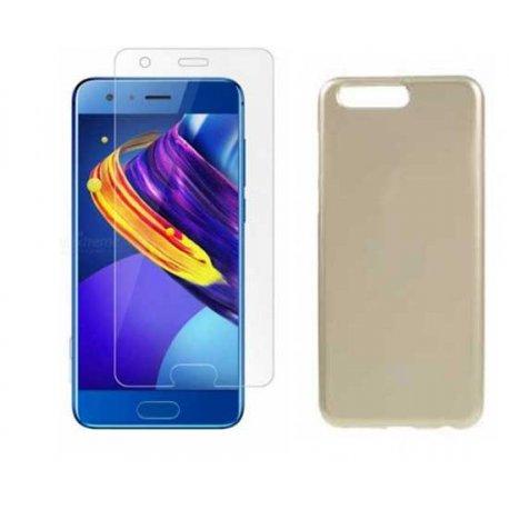 Silikonski etui "Jelly" zlat +zaščitno steklo za Huawei Honor 9