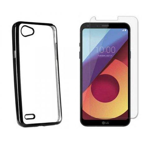 Etui "Electro Jelly" črn +zaščitno steklo za LG Q6