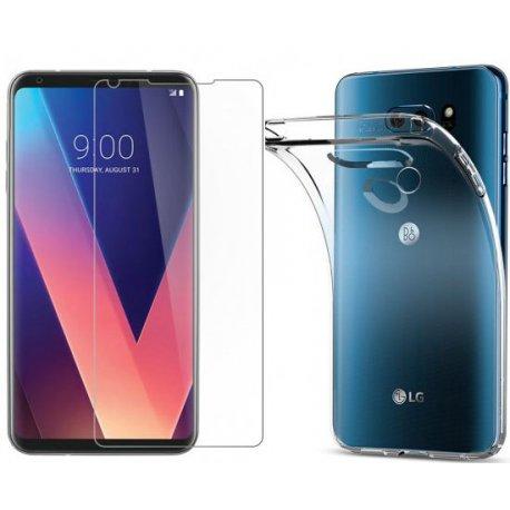 Silikonski etui, prozoren+ zaščitno steklo za LG V30