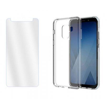 Silikonski etui, prozoren+ zaščitno steklo za Samsung Galaxy A8 2018