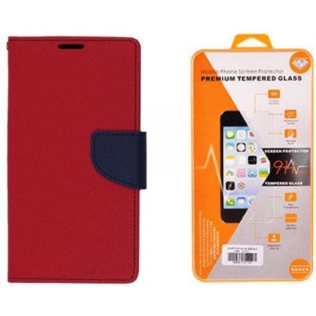 Etui "Fancy" + zaščitno steklo za LG K10 2017, Rdeča barva