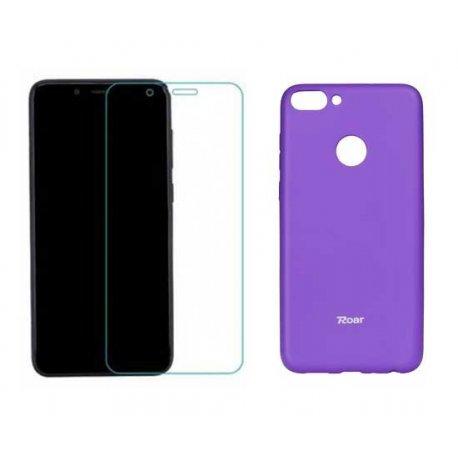 Silikonski etui Roar, vijola+ zaščitno steklo za Huawei P Smart