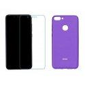 Silikonski etui Roar, vijola+ zaščitno steklo za Huawei P Smart