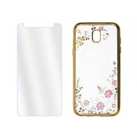Etui "Diamond Case" zlat +zaščitno steklo za Samsung Galaxy A8 2018