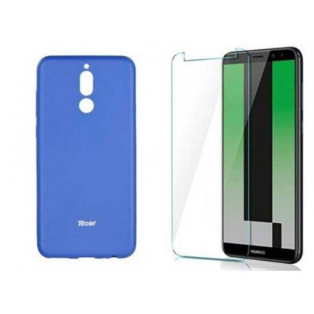Silikonski etui Roar, modra+ zaščitno steklo za Huawei Mate 10 Lite