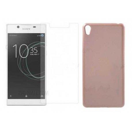 Silikonski etui "Jelly" zlat +zaščitno steklo za Sony Xperia L1