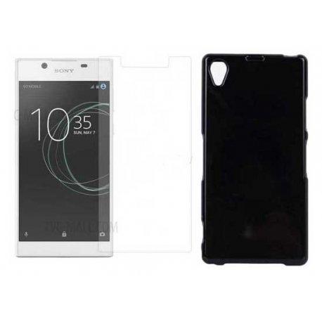 Silikonski etui "Jelly" črna +zaščitno steklo za Sony Xperia L1
