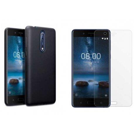 Silikonski etui "Jelly" črna +zaščitno steklo za Nokia 8