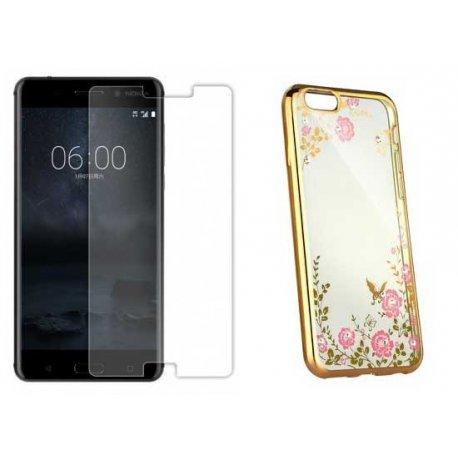Etui "Diamond Case" zlat +zaščitno steklo za Nokia 6