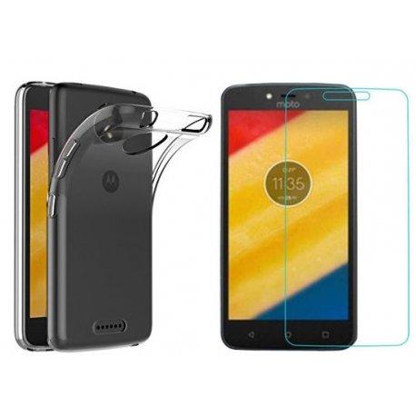 Silikonski etui, prozoren+ zaščitno steklo za Motorola Moto C
