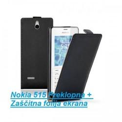 Torbica za Nokia 515 Preklopna + Zaščitna folija ekrana ,Črna barva