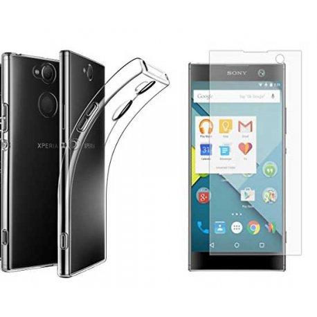 Silikonski etui, prozoren+ zaščitno steklo za Sony Xperia XA2