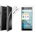 Silikonski etui, prozoren+ zaščitno steklo za Sony Xperia XA2