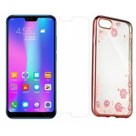 Etui "Diamond Case" pink +zaščitno steklo za Huawei Honor 10