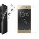 Silikonski etui, prozoren+ zaščitno steklo za Sony Xperia L2