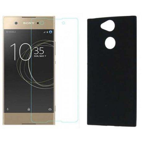 Silikonski etui, črn+ zaščitno steklo za Sony Xperia L2