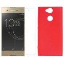 Silikonski etui, rdeč+ zaščitno steklo za Sony Xperia L2