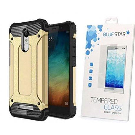Etui "Armor" +zaščitno steklo za Xiaomi Redmi Note 4, zlata barva
