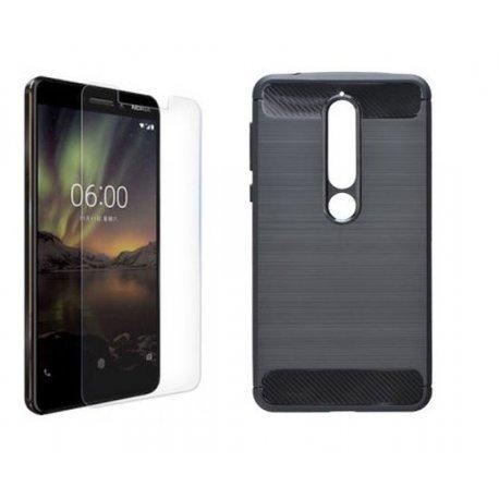 Etui "Carbon Case" +zaščitno steklo za Nokia 6 2018