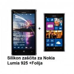 Silikon etui za Nokia Lumia 925 +Folija ekrana, transparent temna