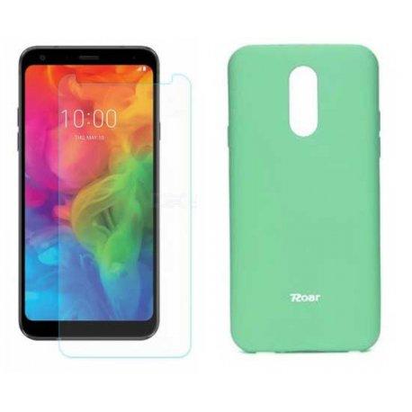 Silikonski etui Roar, mint+ zaščitno steklo za LG Q7