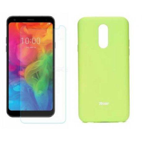 Silikonski etui Roar, zelena+ zaščitno steklo za LG Q7