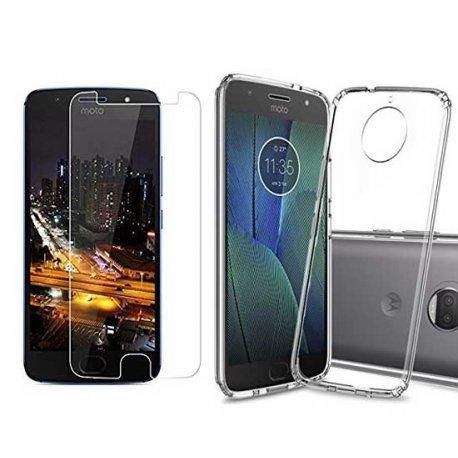 Silikonski etui, prozoren+ zaščitno steklo za Motorola Moto G5s Plus