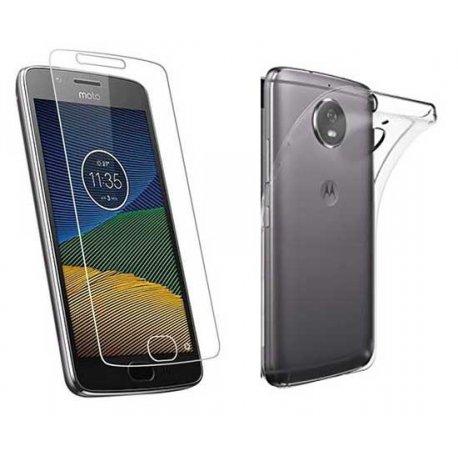 Silikonski etui, prozoren+ zaščitno steklo za Motorola Moto G5S