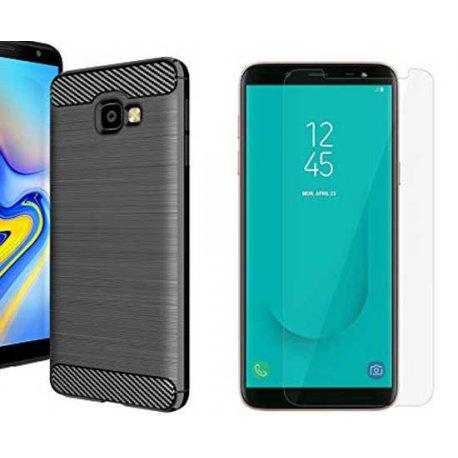 Etui "Carbon Case" +zaščitno steklo za Samsung Galaxy J4 Plus
