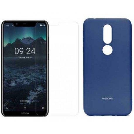 Silikonski etui Roar, modra+ zaščitno steklo za Nokia 7.1