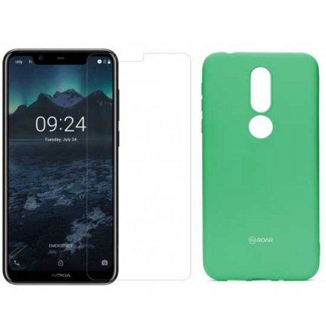 Silikonski etui Roar, mint+ zaščitno steklo za Nokia 7.1