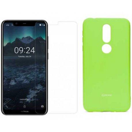Silikonski etui Roar, zelena+ zaščitno steklo za Nokia 7.1