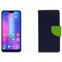 Etui "Fancy" + zaščitno steklo za Huawei Honor 10, modra barva