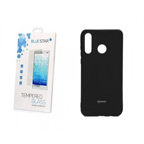 Silikonski etui Roar, črna+ zaščitno steklo za Huawei P30 Lite