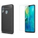 Etui "Carbon Case" +zaščitno steklo za Huawei Honor 10 Lite