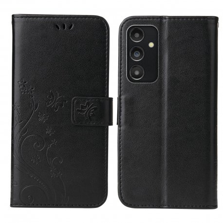 Preklopna Torbica Flowers za Samsung Galaxy A34 5G, črna barva