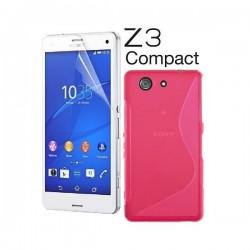 Silikon etui za Sony Xperia Z3 Compact +Folija ekrana Pink barva