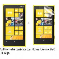 Silikon etui za Nokia Lumia 920 +Folija, transparentno temna